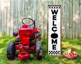 Welcome wPumpkin, Porch Sign, Home Decor, Home Wall Decor, Home Wall Sign, Christmas Gift, Christmas Sign FarmhouseSign WoodenSign