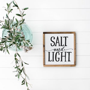 Salt & Light Sign, Wood Family Sign, Family Wall Decor, Wood Family Decor, Wedding Gift, Anniversary Sign, Farmhouse Sign, Wooden Sign image 5