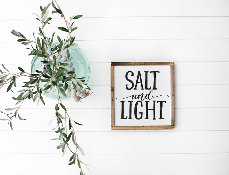 Salt & Light Sign, Wood Family Sign, Family Wall Decor, Wood Family Decor, Wedding Gift, Anniversary Sign, Farmhouse Sign, Wooden Sign image 5