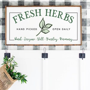 Fresh Herbs Sign, Wood Fresh Herbs Sign, Fresh Herbs Sign, Fresh Herbs Decor, Wedding Gift, Anniversary Sign, Farmhouse Sign, Wooden Sign