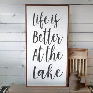 Life is Better at the Lake Sign, Lake House Sign, Lake Decor, White Lake Sign, Wood Lake Sign, Lake Sign, Wooden Sign, Lake House Decor PS1