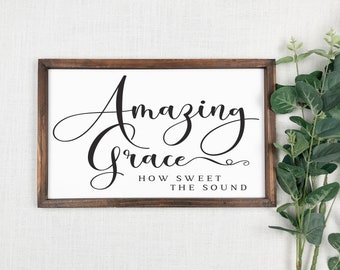 Amazing Grace Sign, Grace Sign, Wood Grace Decor, Wood Grace Sign, Grace Decor, Wedding Gift, Farmhouse Sign, Wooden Sign