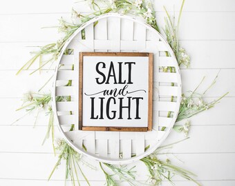 Salt & Light Sign, Wood Family Sign, Family Wall Decor, Wood Family Decor, Wedding Gift, Anniversary Sign, Farmhouse Sign, Wooden Sign