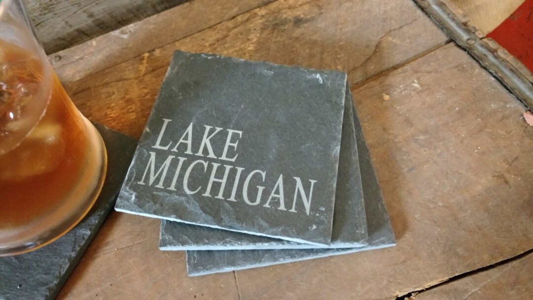 Lake House Coaster Custom Coasters Lake Michigan Gift Etsy
