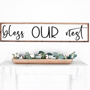 Bless Our Nest Sign, Wood Family Decor, Family Sign, Wood Family Decor, Wedding Gift, Anniversary Sign, Farmhouse Sign, Wooden Sign