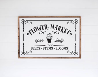 Muestra del mercado de flores, muestra de la flor, muestra del mercado, decoración del mercado de madera, muestra de la flor de madera, decoración del mercado, regalo de boda, muestra de la granja, muestra de madera