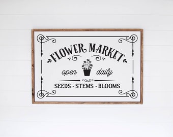 Flower Market Sign, Flower Sign, Market Sign, Wood Market Decor, Wood Flower Sign, Market Decor, Wedding Gift, Farmhouse Sign, Wooden Sign