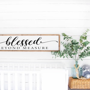 Blessed Beyond Measure Sign, Wood Blessed Wall Decor, Blessed Wall Sign, Wedding Gift, Anniversary Sign, Farmhouse Sign, Wooden Sign