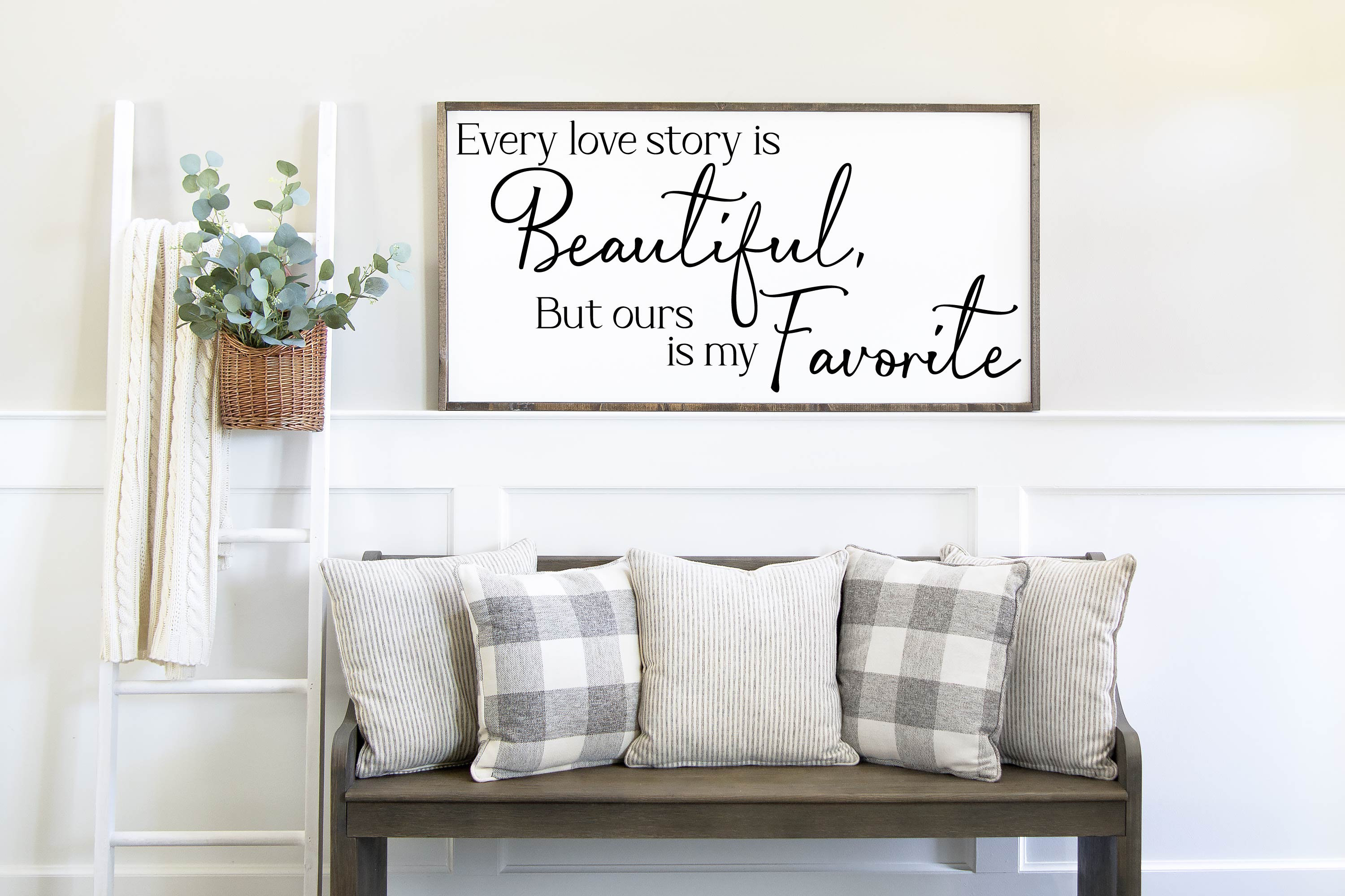 Every Love Story Is Beautiful Sign, Family Sign, Family Wall Decor, Wedding Gift, Anniversary Sign, Farmhouse Sign Wooden Sign