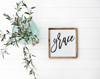 Grace Sign, Wood Grace Sign, Grace Wall Decor, Grace Wall Sign, Wedding Gift, Anniversary Sign, Farmhouse Sign, Wooden Sign