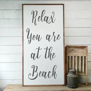 Beach House Sign, FREE SHIPPING, Relax Beach Sign, Beach Sign, Beach House Decor, Beach House Gift, Decor For Beach House, Wood Sign PS24
