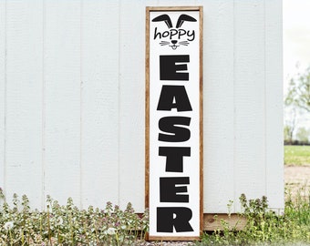 Hoppy Easter Porch Sign, Home Sign, Home Decor, Home Wall Decor, Home Wall Sign, Christmas Gift, Christmas Sign FarmhouseSign WoodenSign