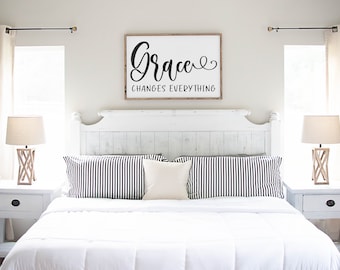 Grace Changes Everything Sign, Grace Sign, Wood Grace Decor, Wood Grace Sign, Grace Decor, Wedding Gift, Farmhouse Sign, Wooden Sign