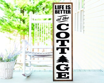 Life is Better at cottage, Home Sign, Home Decor, Home Wall Decor, Home Wall Sign, Christmas Gift, Christmas Sign FarmhouseSign WoodenSign