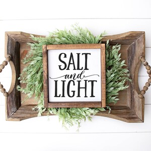 Salt & Light Sign, Wood Family Sign, Family Wall Decor, Wood Family Decor, Wedding Gift, Anniversary Sign, Farmhouse Sign, Wooden Sign image 2