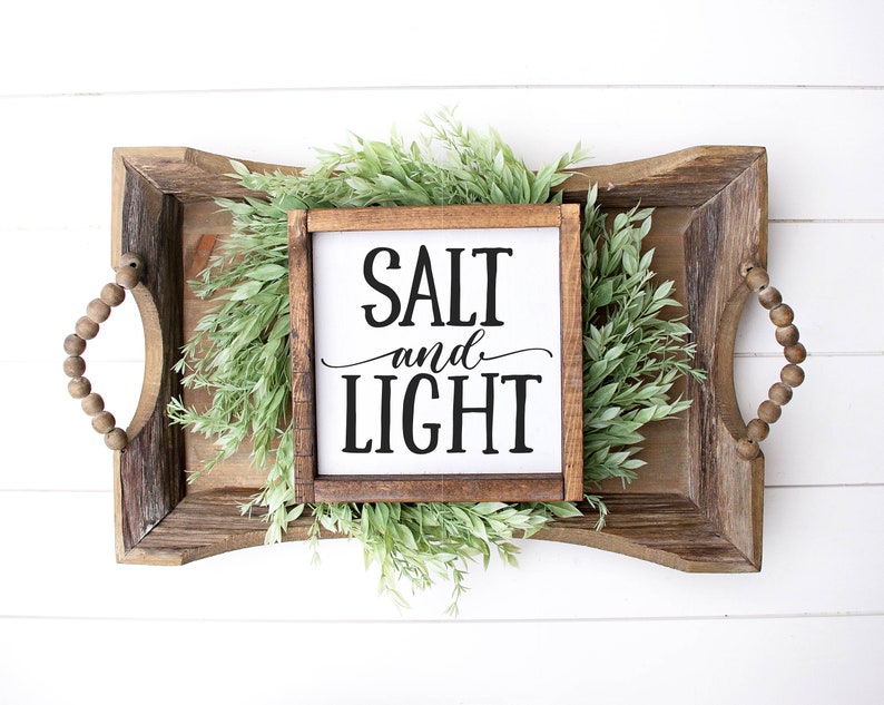 Salt & Light Sign, Wood Family Sign, Family Wall Decor, Wood Family Decor, Wedding Gift, Anniversary Sign, Farmhouse Sign, Wooden Sign image 2