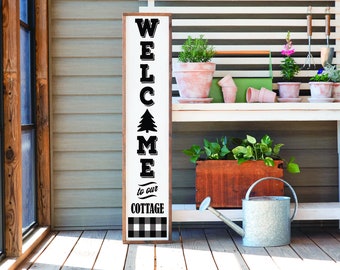Welcome to our Cottage Porch Sign, Home Decor, Home Wall Decor, Home Wall Sign, Christmas Gift, Christmas Sign FarmhouseSign WoodenSign