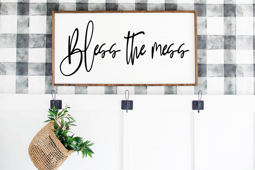 Bless the Mess Sign, Home Sign, Wood Sign, Home Decor, Wall Decor ...