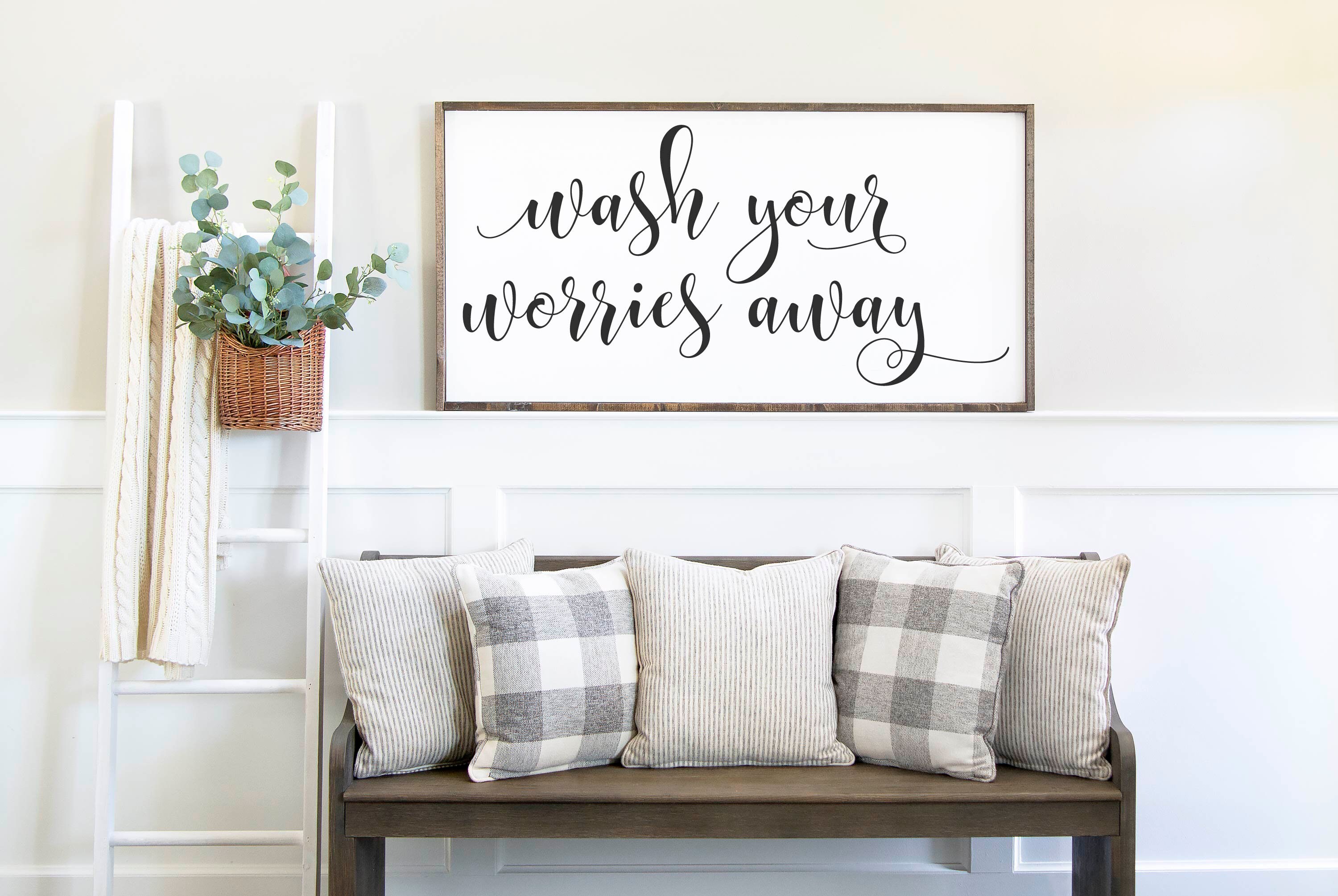 Wash Your Worries Away Sign, Wood Wash Your Worries Away Sign, Wash ...