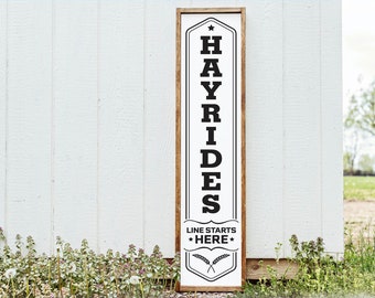 Hayrides Porch Sign, Home Sign, Home Decor, Home Wall Decor, Home Wall Sign, Christmas Gift, Christmas Sign FarmhouseSign WoodenSign