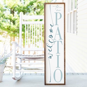 Welcome to Our Patio Sign, Patio Wall Decor, Patio Wall Sign, Patio Sign, Wedding Gift, Anniversary Sign, Farmhouse Sign, Wooden Sign