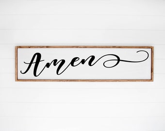 Amen Sign, Wood Amen Wall Decor, Amen Wall Sign, Amen Wood Decor, Wedding Gift, Anniversary Sign, Farmhouse Sign, Wooden Sign