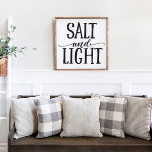 Salt & Light Sign, Wood Family Sign, Family Wall Decor, Wood Family Decor, Wedding Gift, Anniversary Sign, Farmhouse Sign, Wooden Sign image 3