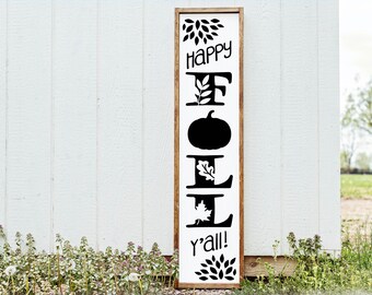Happy Fall Yall Porch Sign, Home Sign, Home Decor, Home Wall Decor, Home Wall Sign, Christmas Gift, Christmas Sign Farmhouse Sign WoodenSign