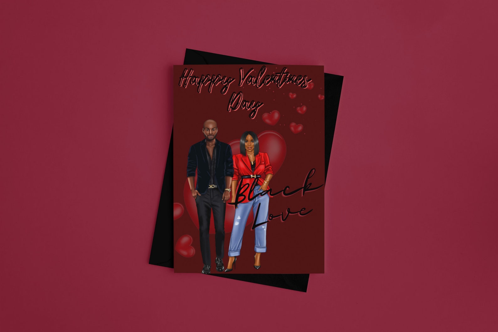 African American valentines Day card/ Greeting card/ Black | Etsy