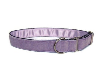 Collar para perro hecho a mano de 25 mm (1 pulgada). Collar de casa de una sola vuelta. Terciopelo lila vintage.