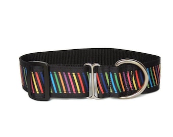Collar de paseo diario para lebreles de 3,8 cm (una sola vuelta): galgo, galgo americano, whippet y saluki. Rayas de colores.