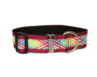 Collar de paseo diario para lebreles de 3,8 cm (una sola vuelta): galgo, galgo americano, whippet y saluki. Color burdeos, entrecruzado.