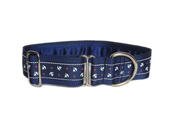 Collar Martingala de 3,8 cm o collar de paseo de 3,8 cm (de un solo lazo). Lebreles: galgo, galgo americano, whippet, saluki. En la Marina.
