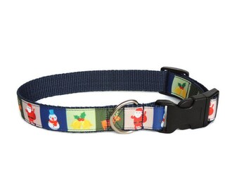 Collar de perro de Navidad clip de 1 pulgada (25 mm). Collar de Navidad. Personajes navideños. Hecho a mano