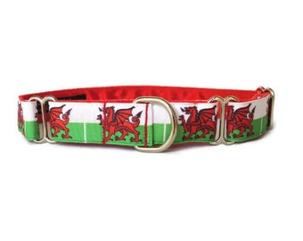 Collar Martingale de 1 pulgada o Collar de casa de 1 pulgada o Collar de clip de 1 pulgada. Greyhound, lurcher, whippet, saluki. dragón galés