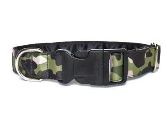 Collar Martingale de 1 pulgada o Collar de casa de 1 pulgada o Collar clip de 1 pulgada. Greyhound, lurcher, whippet, saluki. Camuflaje