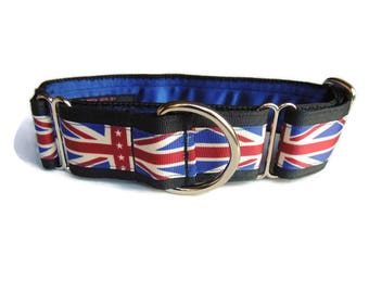 1.5 inch Martingale Collar or 1.5 inch Walking Collar (single-loop). Sighthounds - greyhound, lurcher, whippet, saluki. Union Flag