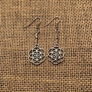 Sacred Geometry Silver Seed of Life Earrings