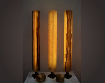 Stehleuchte Stehlampe Holz Furnier LED BrennHolz Design