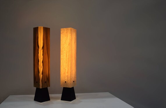 Holzlampe Tischlampe aus Holz Echtholzfurnier LED mit | Etsy