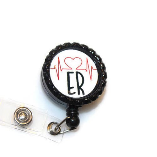 ER Retractable Rhinestone Badge Reel Emergency Room RN ER Etsy