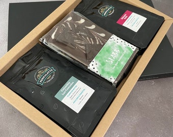 Coffee and Chocolate Selection Pack - Fresh Artisan Coffee - Loaded Chocolate Bar - Coffee Lover - Father's Day - Gifts for Him - Perkulatte