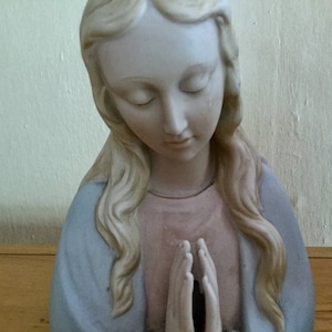 Vintage German Mid Century Bisque Praying Madonna Planter