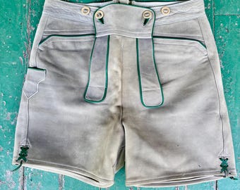 Vintage Soft Leather Lederhosen Traditional German Folk Outfit Short Pants 28 waist