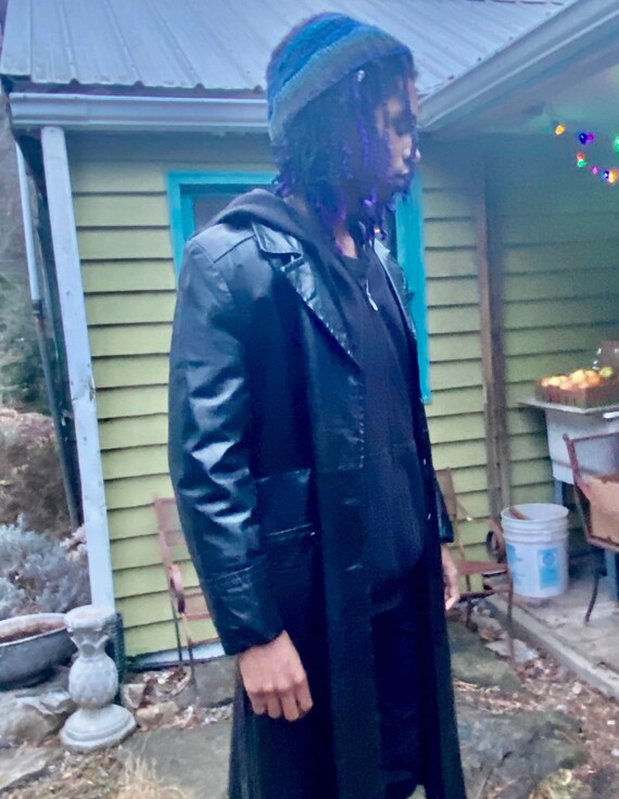 1970s Black Leather Goth Full Length 