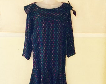 VIntage 1980s Saks Fith Avenue 100% Wool Dropped Waist Dress Womens Size 6