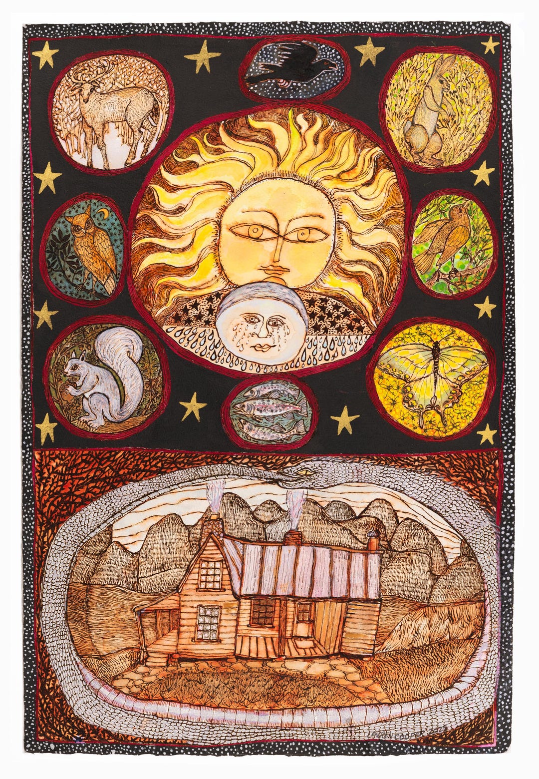 絵画 Vintage American Folk Art Fayre Cooper Vintage American Folk