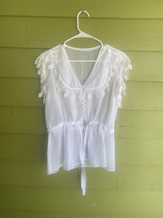 Antique Lace Trimmed Cotton Batiste Chemise or Cor