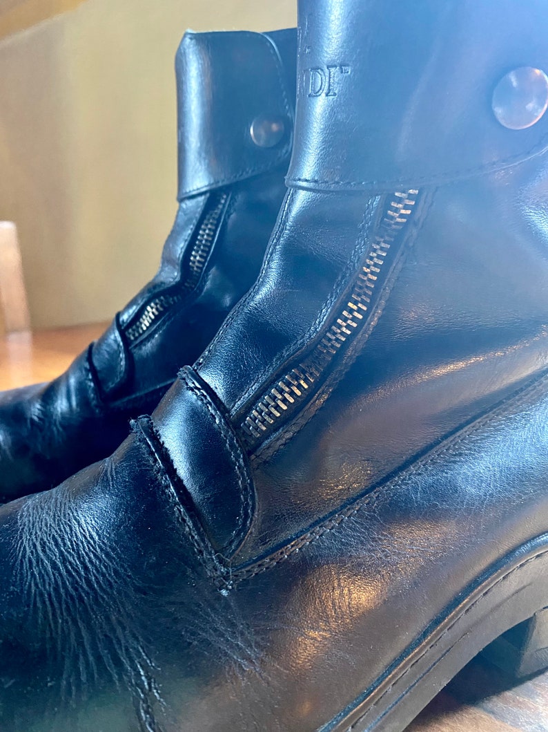 Vintage Landi Mens US 9 6410 42 Black Leather US Size 9 1/2 Horseback Riding or Motorcycle Boots Made in Italy image 4