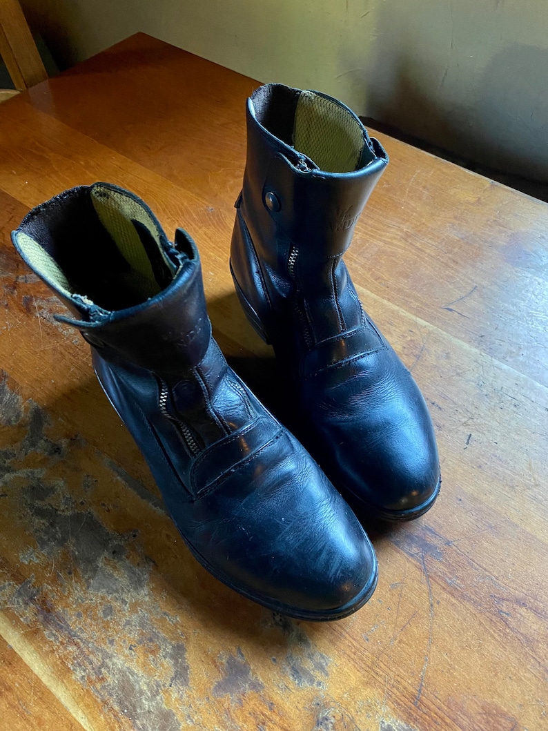 Vintage Landi Mens US 9 6410 42 Black Leather US Size 9 1/2 Horseback Riding or Motorcycle Boots Made in Italy image 2